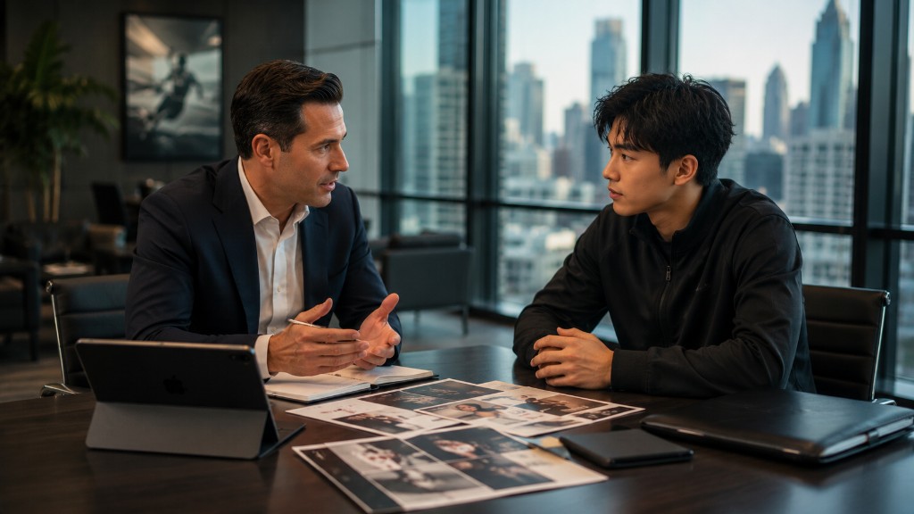 Two professionals in a working conversation